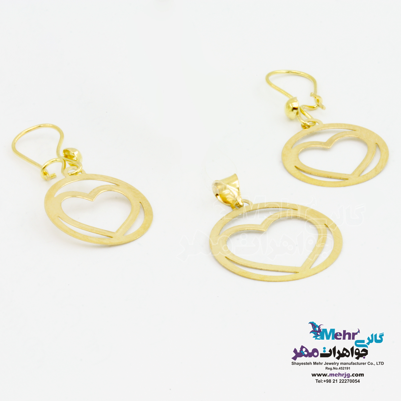 نیم ست طلا - آویز و گوشواره - طرح قلب