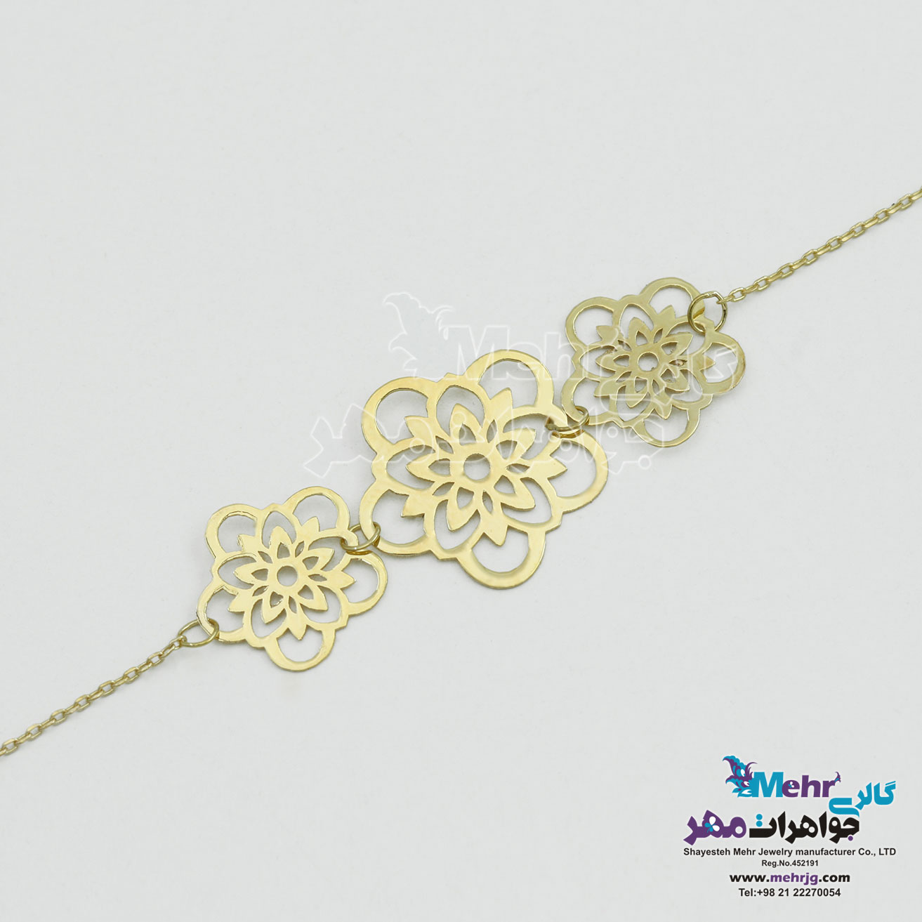 سرویس طلا - گردنبند و گوشواره و دستبند - طرح گل پنج پر