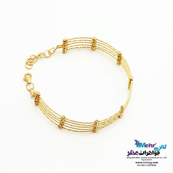 دستبند النگویی طلا - طرح گوی تراش