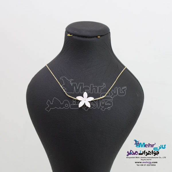گردنبند طلا - طرح منحنی - گل