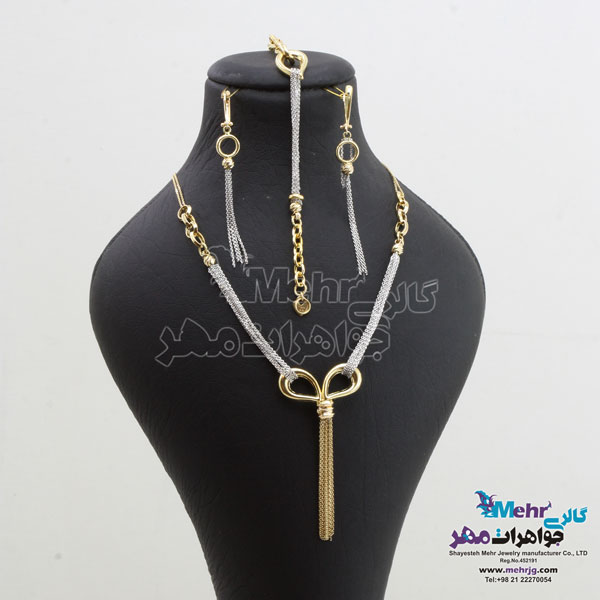 سرویس طلا - گردنبند - دستبند - گوشواره - طرح پاپیون