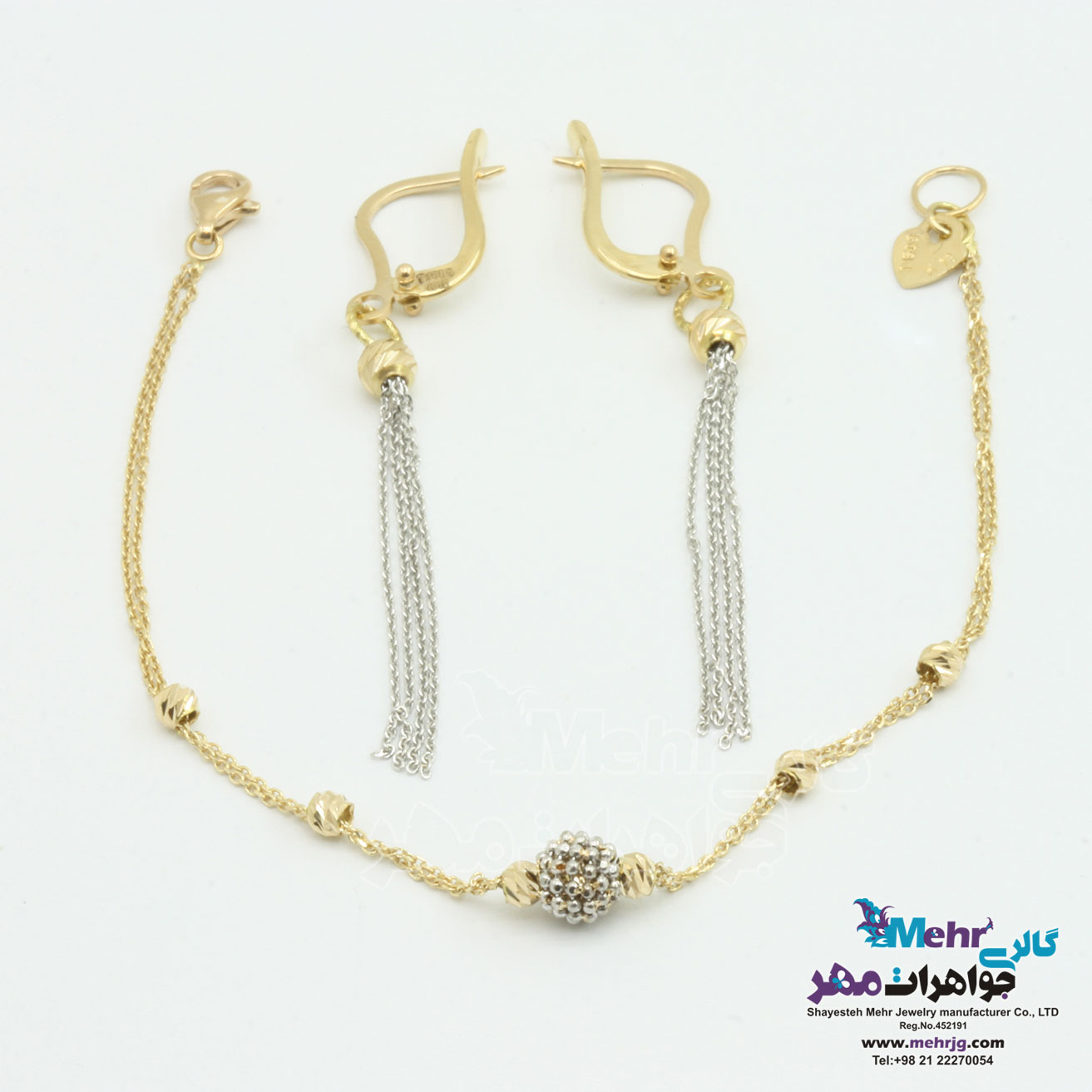 سرویس طلا - گردنبند - دستبند - گوشواره - طرح خوشه