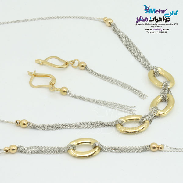 سرویس طلا - گردنبند - دستبند - گوشواره  -طرح هندسی