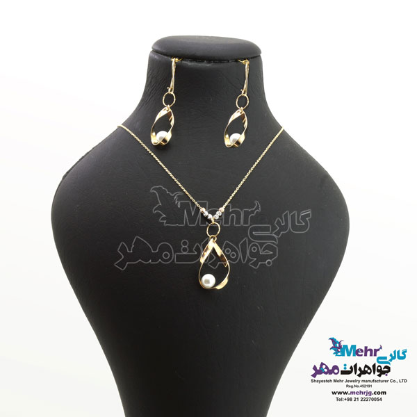 نیم ست - گردنبند و گوشواره - طرح مروارید نشان
