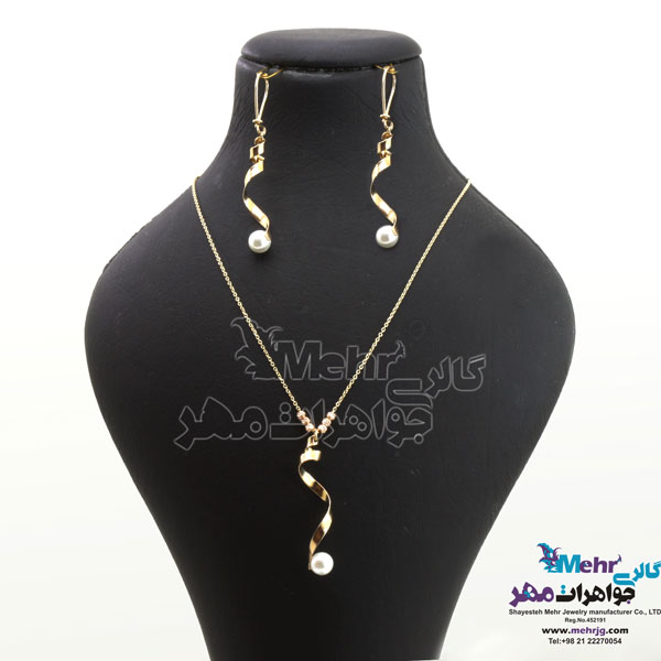 نیم ست - گردنبند و گوشواره - طرح مروارید نشان