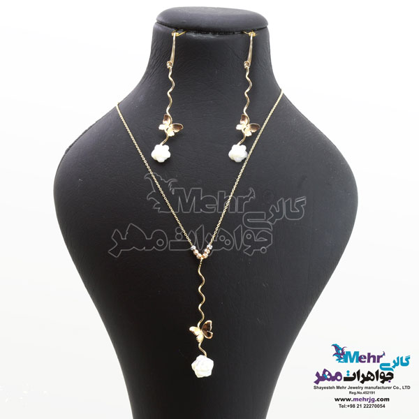 نیم ست - گردنبند و گوشواره - طرح گل و پروانه