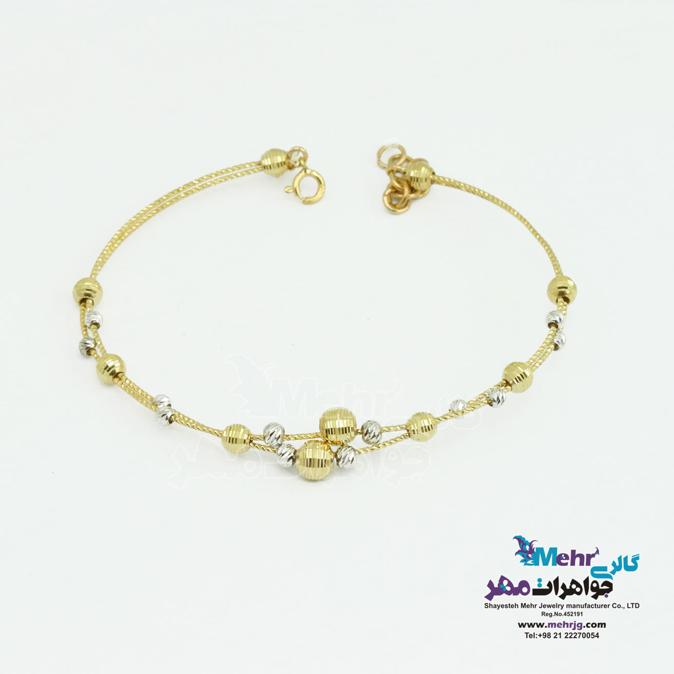 دستبند النگویی طلا - طرح گوی تراش