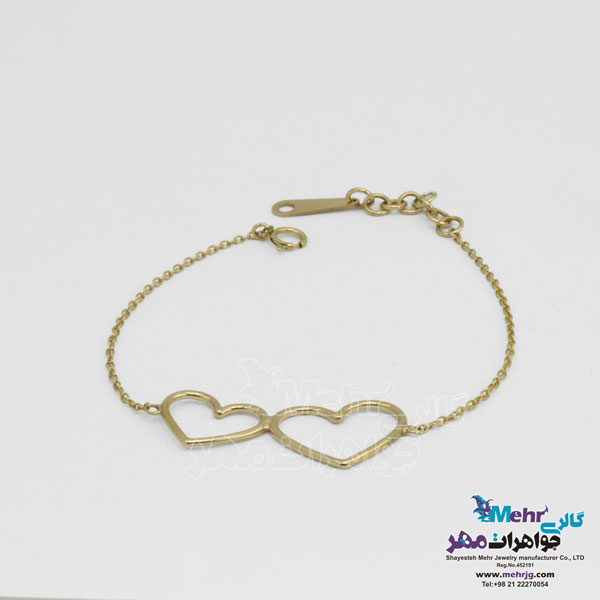 سرویس طلا - گردنبند و گوشواره و دستبند - طرح قلب تو در تو