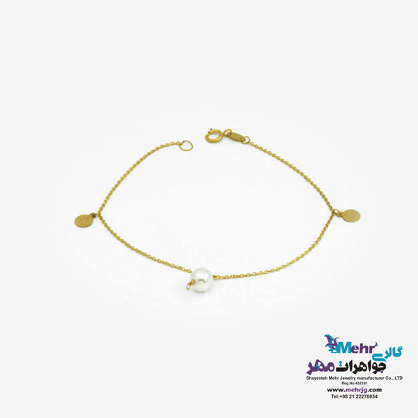 دستبند طلا - طرح مروارید نشان