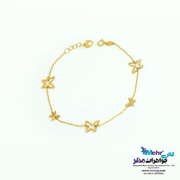 دستبند طلا - طرح پروانه