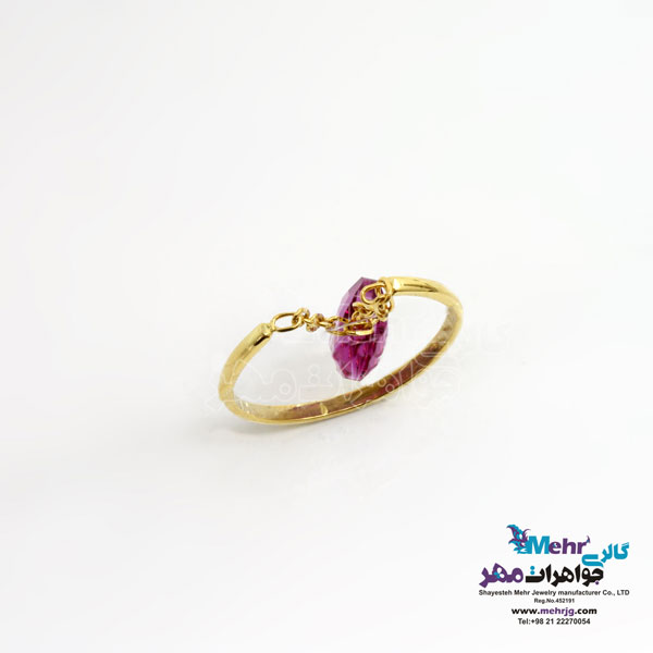 نیم ست طلا - آویز و گوشواره  و انگشتر - سنگ سواروسکی قلب