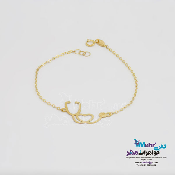 دستبند طلا - طرح گوشی پزشکی