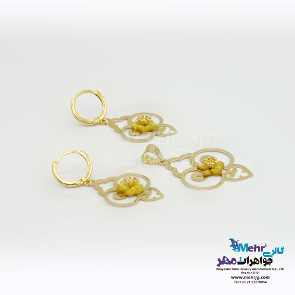 نیم ست طلا - آویز و گوشواره - طرح اسلیمی