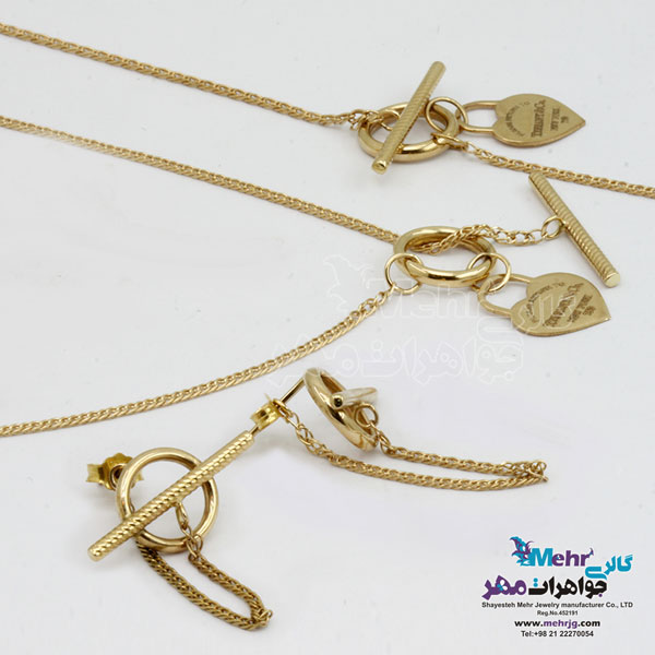 سرویس طلا - گردنبند و گوشواره و دستبندو انگشتر - طرح تیفانی