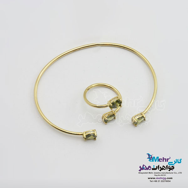 نیم ست طلا - دستبند و انگشتر - طرح اشکی
