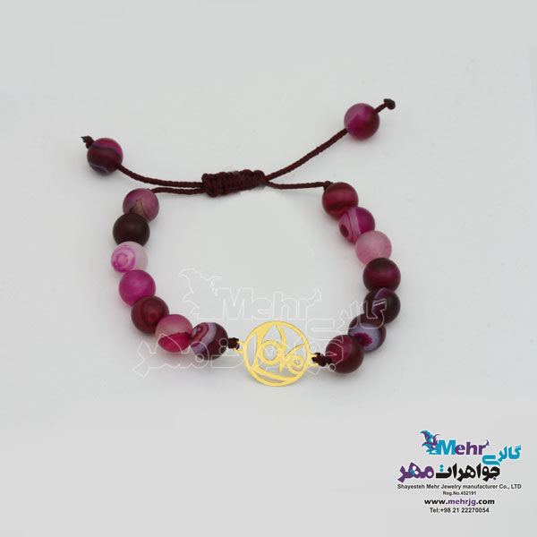 دستبند طلا و مهره - طرح LOVE