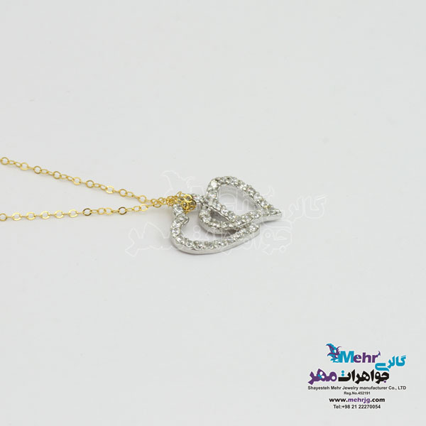 گردنبند طلا - طرح دو قلب