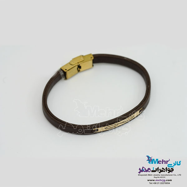 دستبند طلا و چرم - طرح بینهایت