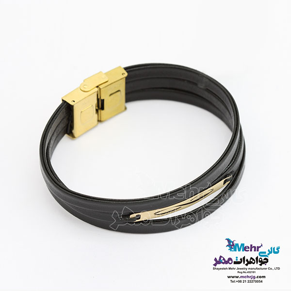 دستبند طلا و چرم - طرح بینهایت