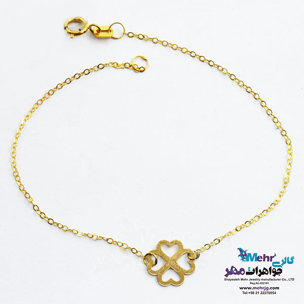 دستبند طلا - طرح شبدر چهار برگ