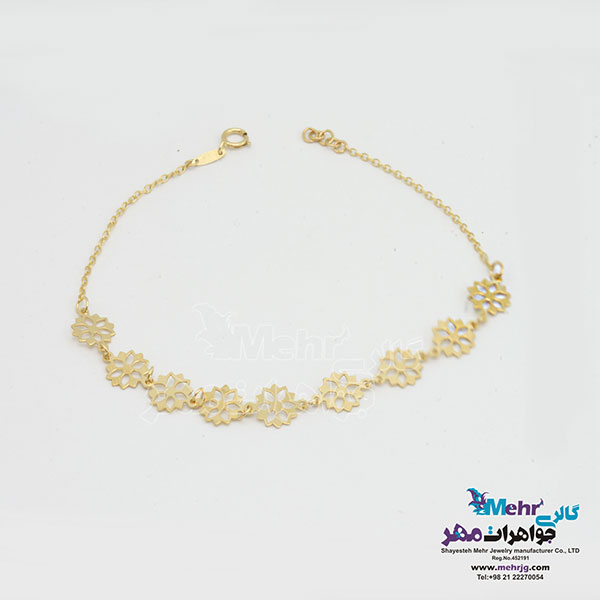 دستبند طلا - طرح گل 6 پر