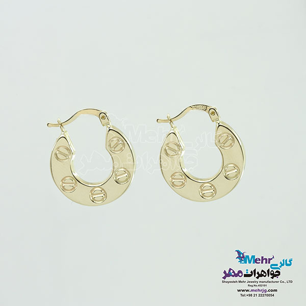 گوشواره حلقه ای طلا - طرح کارتیه