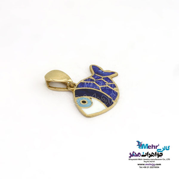 آویز طلا - طرح ماهی و چشم نظر