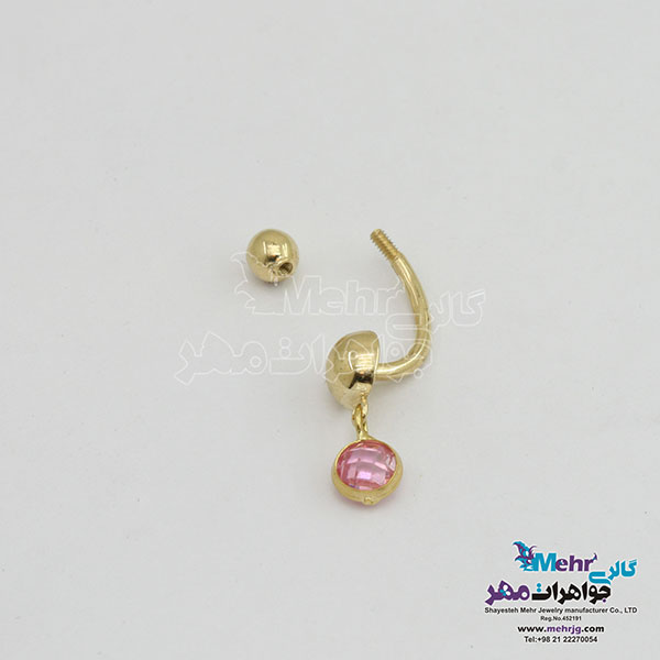 پیرسینگ طلا - طرح سنگ رنگی