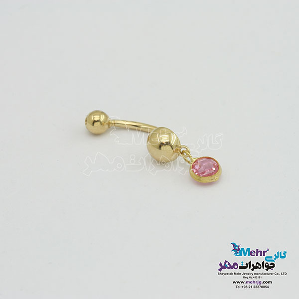 پیرسینگ طلا - طرح سنگ رنگی