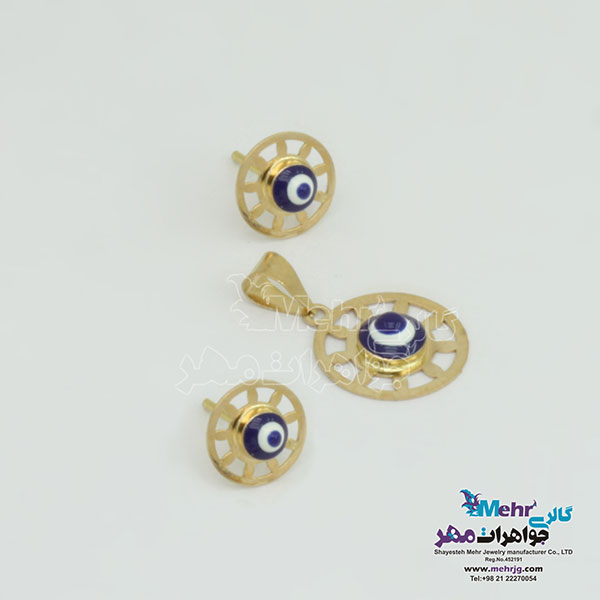 نیم ست طلا - آویز و گوشواره - طرح چشم نظر