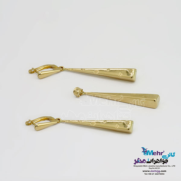 نیم ست طلا - آویز و گوشواره - طرح هندسی