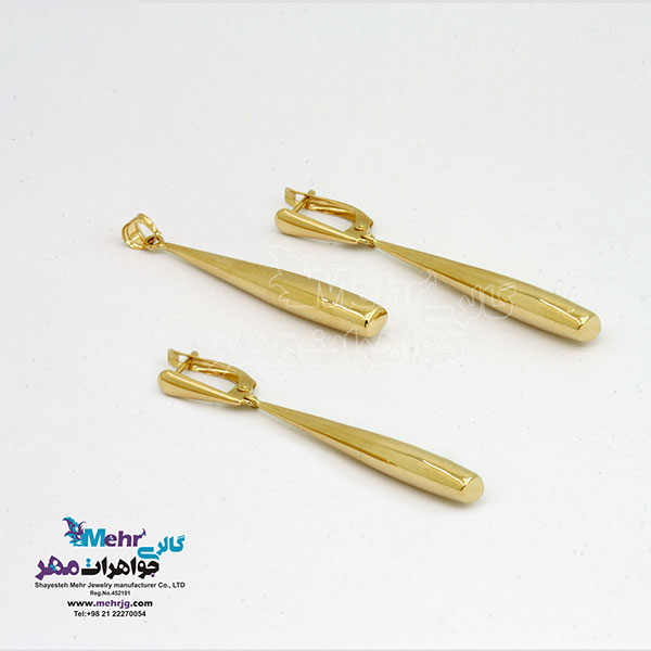 نیم ست طلا - آویز و گوشواره - طرح هندسی