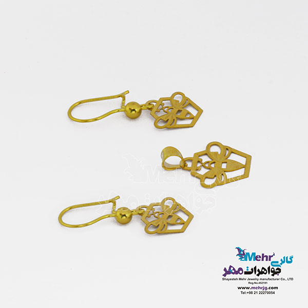 نیم ست طلا - آویز و گوشواره - طرح زنبور