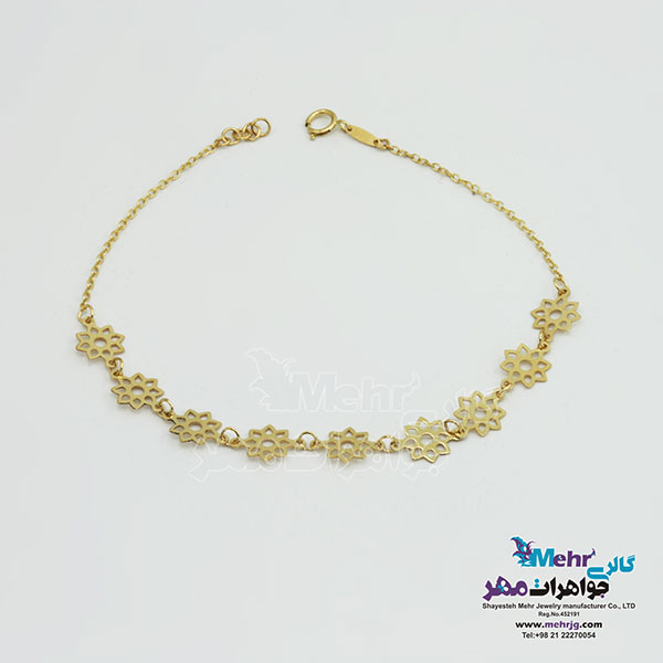 دستبند طلا - طرح گل هشت پر