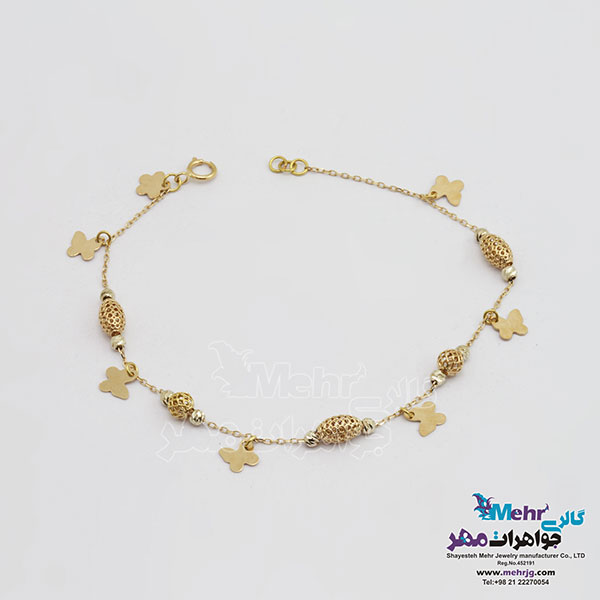 دستبند طلا - طرح پروانه