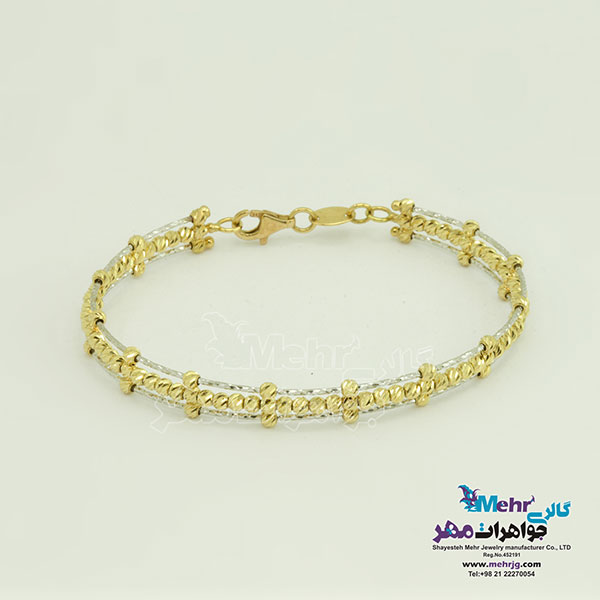 دستبند النگویی طلا - طرح گوی تراش