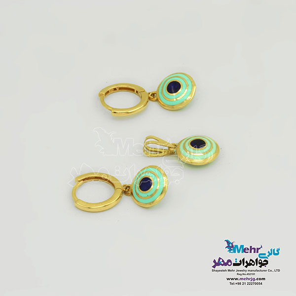نیم ست طلا - آویز و گوشواره - طرح چشم نظر