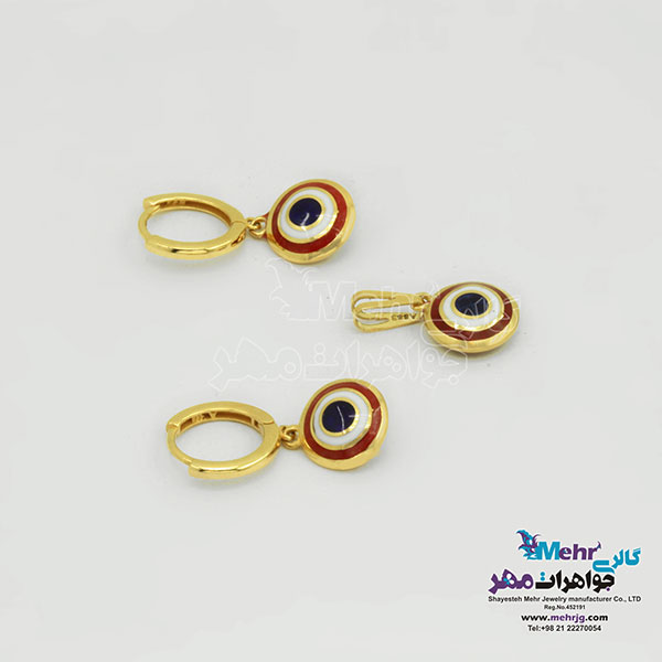 نیم ست طلا - آویز و گوشواره - طرح چشم نظر