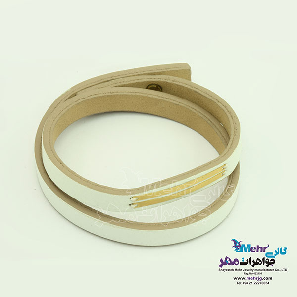 دستبند طلا و چرم - طرح هندسی