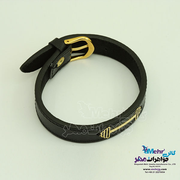 دستبند طلا و چرم - طرح وزنه