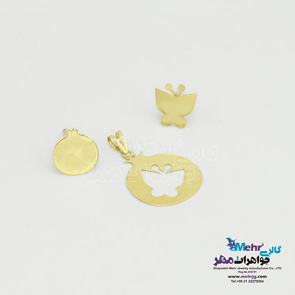 نیمست طلا - آویز و گوشواره - طرح پروانه