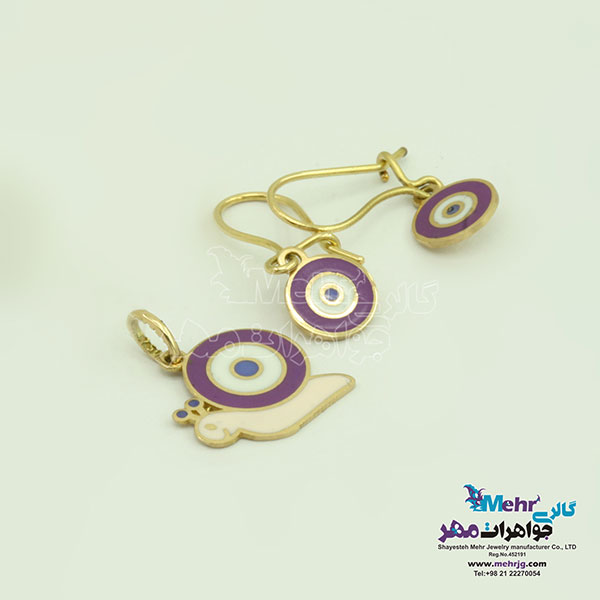 نیم ست طلا - آویز و گوشواره - طرح حلزون