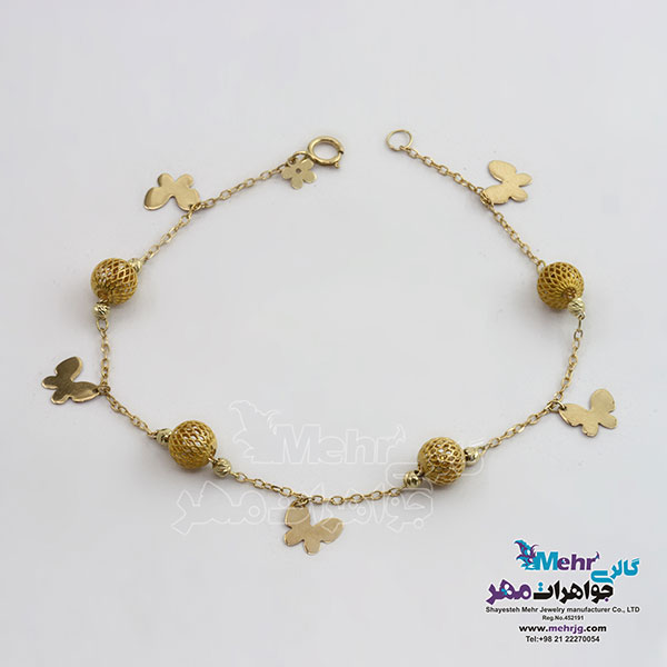 دستبند طلا - طرح پروانه