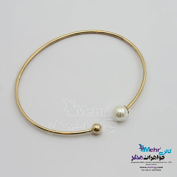 دستبند النگویی طلا - طرح مروارید نشان