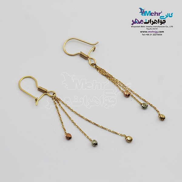 گوشواره گیره ای طلا - طرح گوی تراش