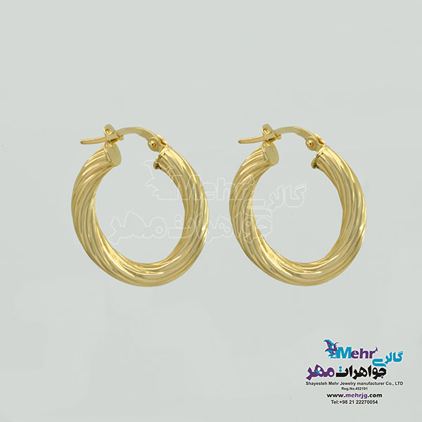 گوشواره حلقه ای طلا - طرح هندسی