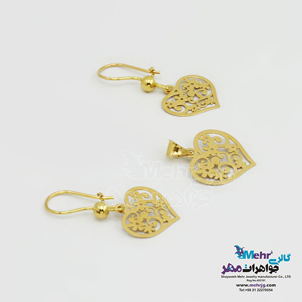 نیم ست طلا – آویز و گوشواره - طرح قلب