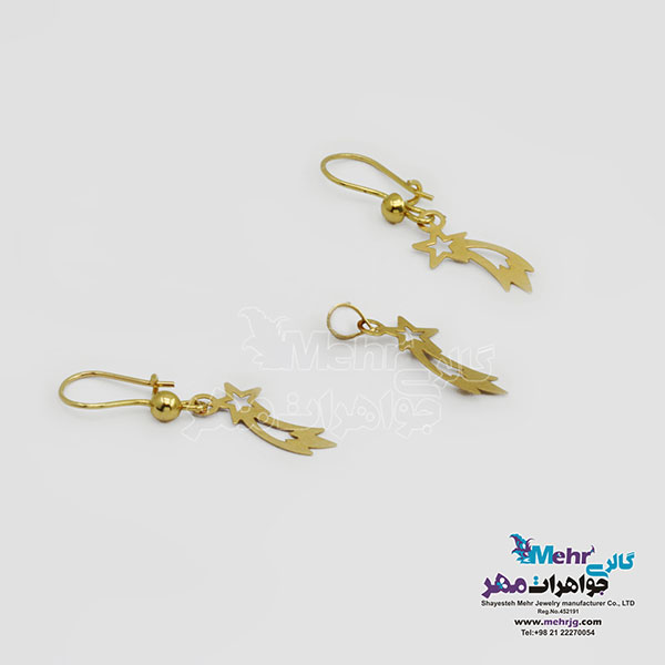 نیم ست طلا – آویز و گوشواره - طرح ستاره دنباله دار