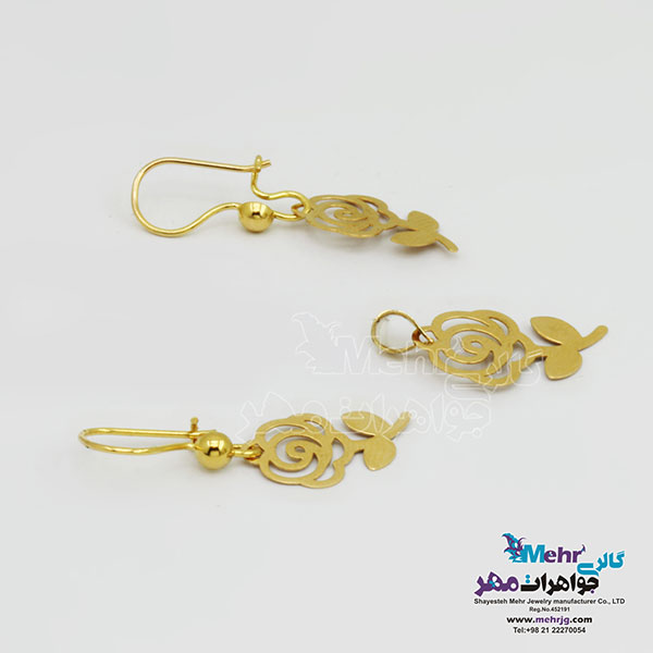 نیم ست طلا – آویز و گوشواره - طرح گل