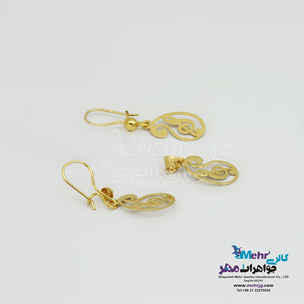 نیم ست طلا – آویز و گوشواره - طرح بته جقه